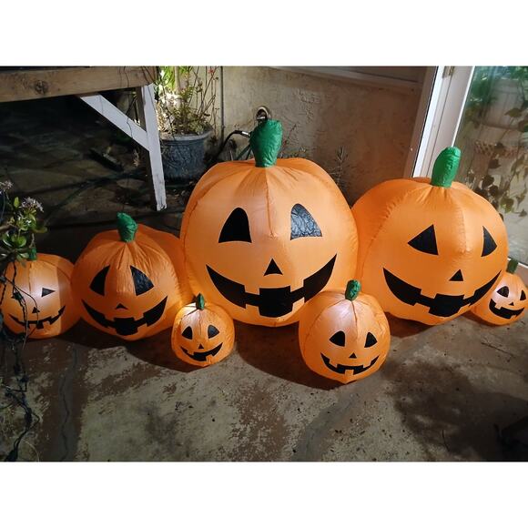 Inflatable LIGHTED Large 8' PUMPKIN PATCH Air blown Yard Outdoor Indoor Party - Picture 3 of 15